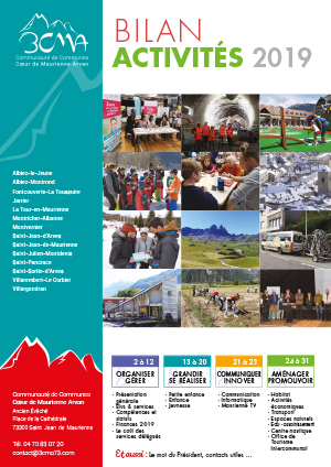 Page de couverture bilan d'activités 2019 3CMA